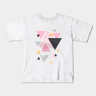 Multi Triangle - Rose Gold and Marble Kids T-Shirt